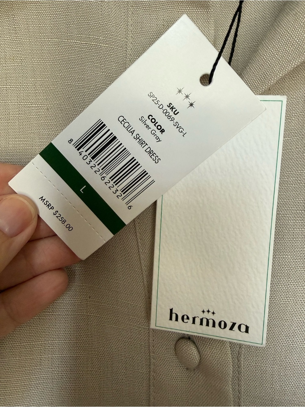 NWT Hermoza Cecelia Shirt Dress Button-Front Dress with Braided Tie - Picture 2 of 6